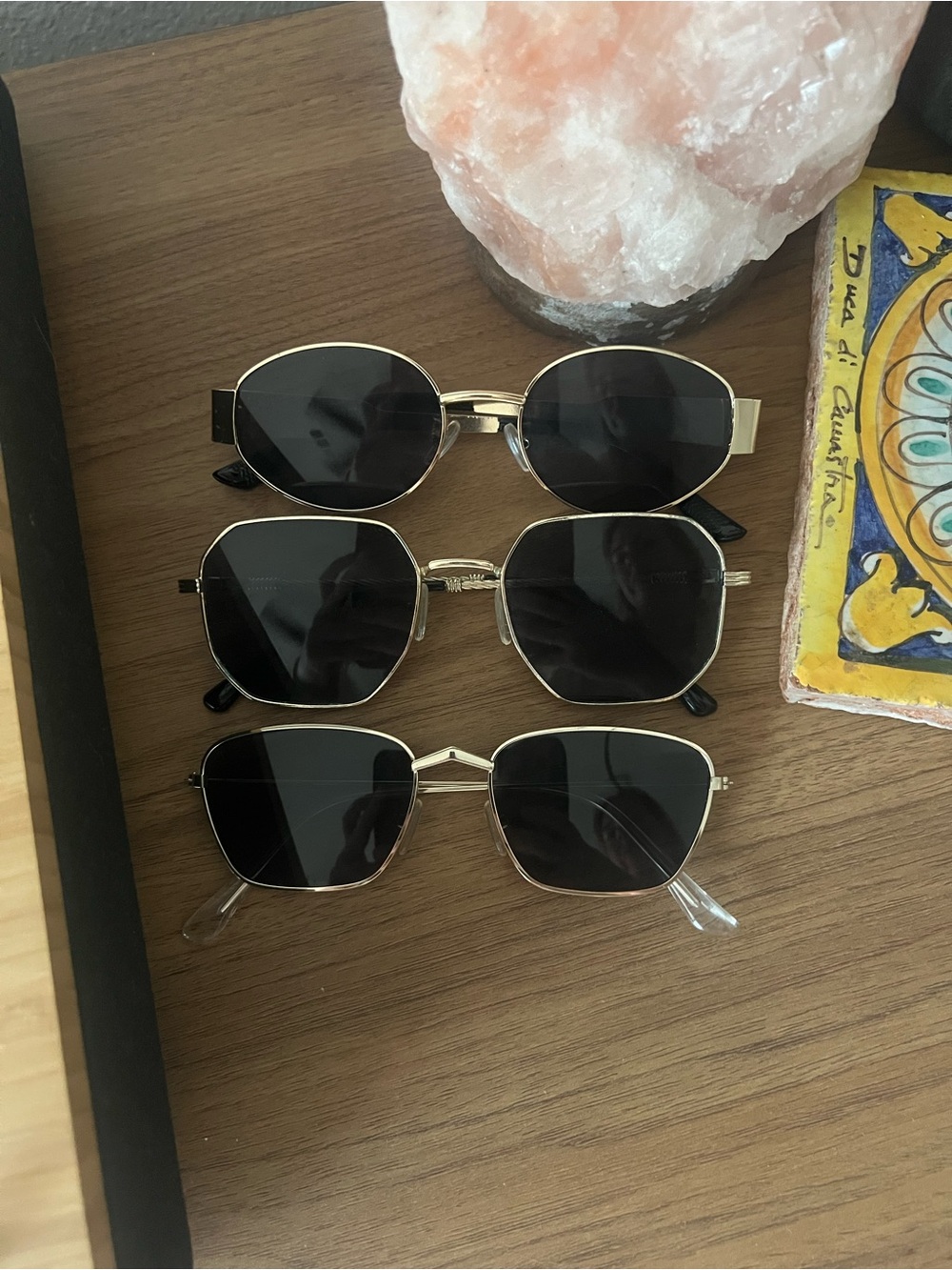 Gold Frame Black Lens Sunglasses Trio